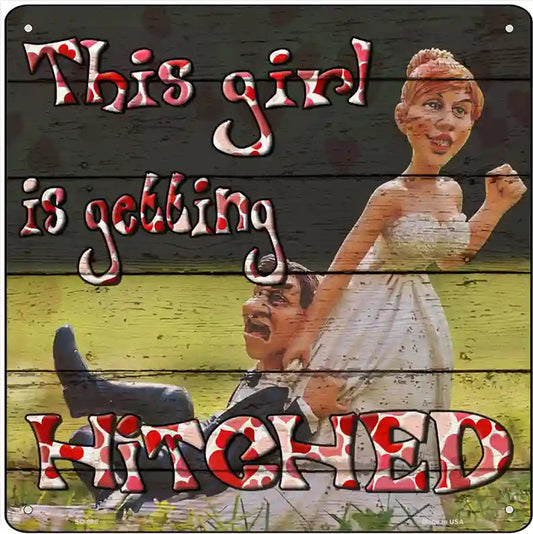 Getting Hitched Novelty Metal Square Sign