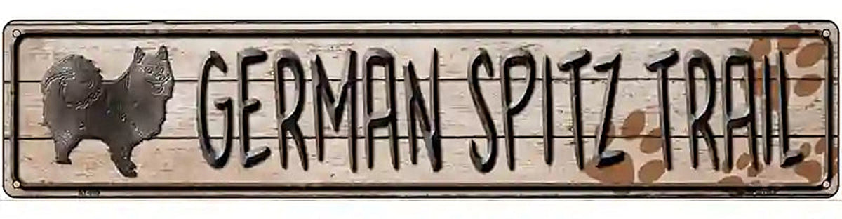 German Spitz Trail Novelty Metal Street Sign