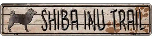 Shiba Inu Trail Novelty Metal Street Sign