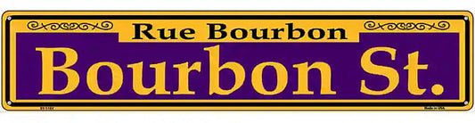 Bourbon St. Purple Novelty Metal Street Sign