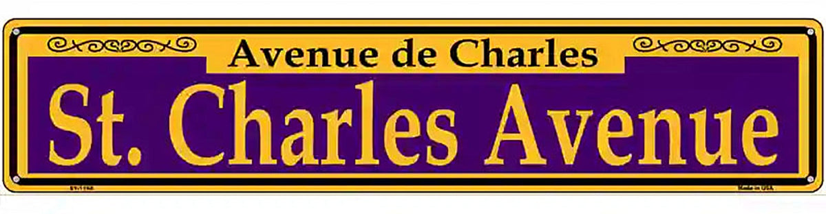 St. Charles Avenue Purple Novelty Metal Street Sign