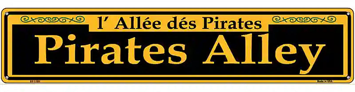 Pirates Alley Yellow Novelty Metal Street Sign