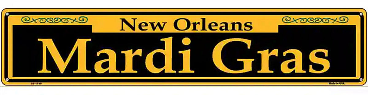 Mardi Gras Yellow Novelty Metal Street Sign