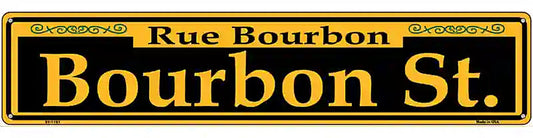 Bourbon St. Yellow Novelty Metal Street Sign