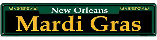 Mardi Gras Green Novelty Metal Street Sign