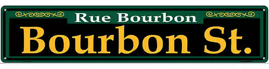 Bourbon St. Green Novelty Metal Street Sign