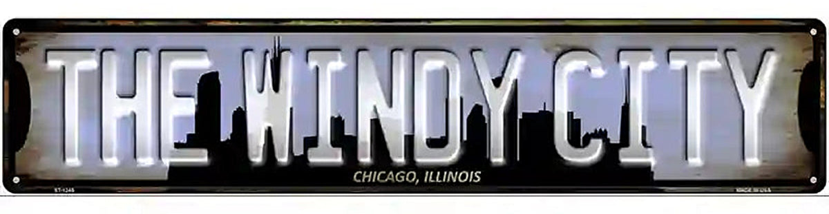 Chicago Illinois The Windy City Novelty Metal Street Sign