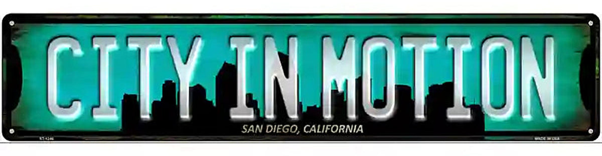 San Diego California City in Motion Novelty Metal Street Sign