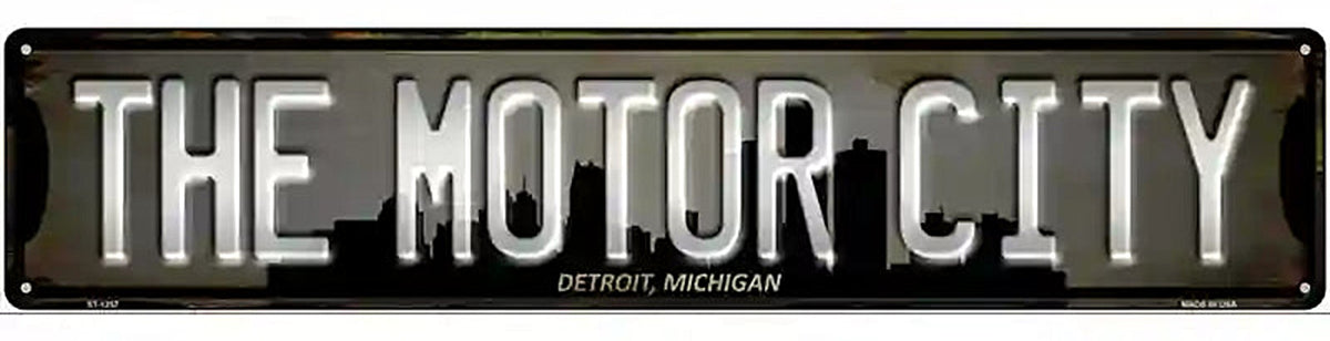 Detroit Michigan The Motor City Novelty Metal Street Sign