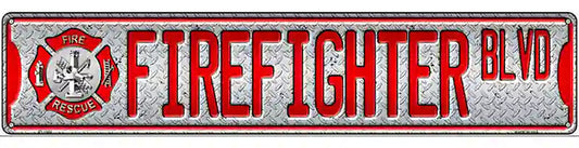 Fire Fighter Blvd Novelty Metal Street Sign