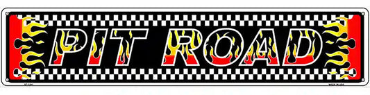 Pit Road Racing Flames Novelty Metal Street Sign