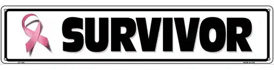 Survivor Pink Ribbon Breast Cancer Novelty Metal Street Sign