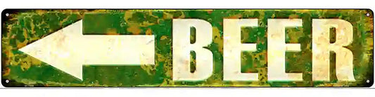 Beer to the Left Novelty Metal Street Sign