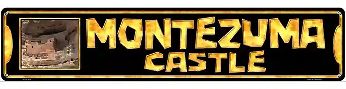 Montezuma Castle Black Novelty Metal Street Sign
