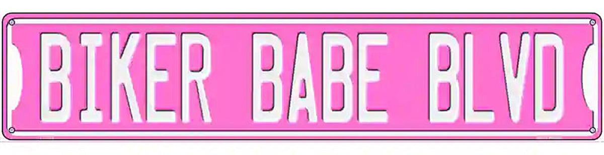 Biker Babe Pink Novelty Metal Street Sign