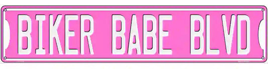 Biker Babe Pink Novelty Metal Street Sign