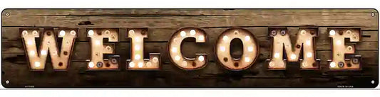 Welcome Horizontal Bulb Lettering Novelty Metal Street Sign