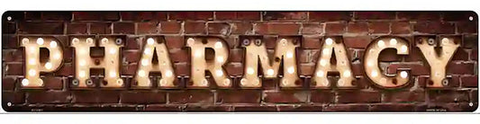 Pharmacy Bulb Lettering Novelty Metal Street Sign