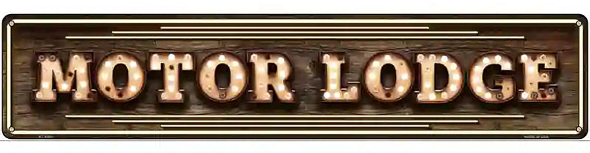 Motor Lodge Bulb Lettering Novelty Metal Street Sign