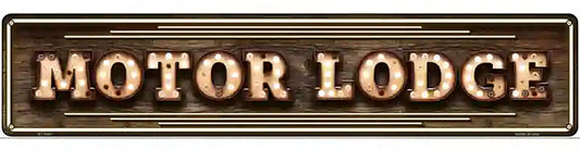 Motor Lodge Bulb Lettering Novelty Metal Street Sign