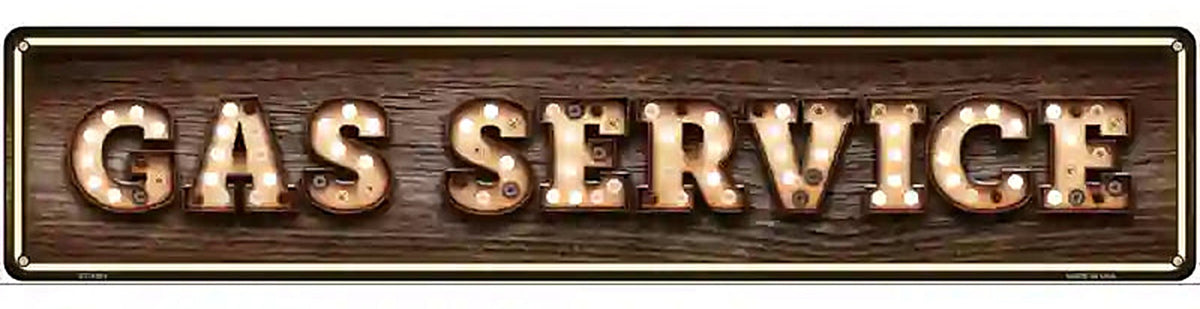 Gas Service Bulb Lettering Novelty Metal Street Sign