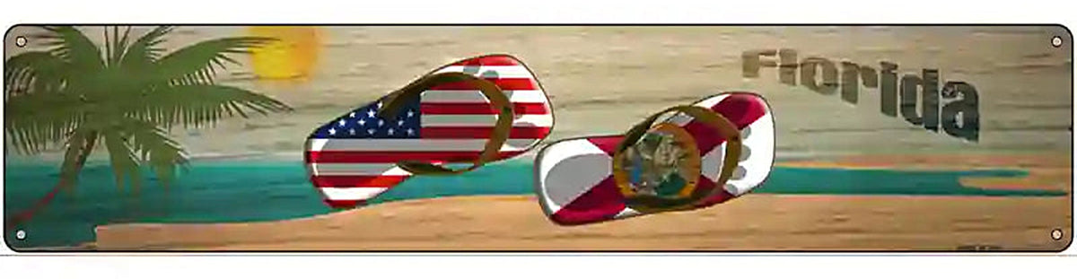 Florida Flag and US Flag Novelty Metal Street Sign