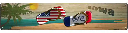 Iowa Flag and US Flag Novelty Metal Street Sign