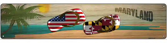Maryland Flag and US Flag Novelty Metal Street Sign