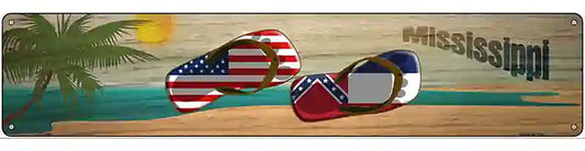Mississippi Flag and US Flag Novelty Metal Street Sign