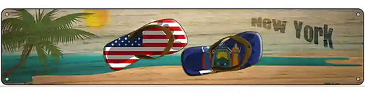 New York Flag and US Flag Novelty Metal Street Sign