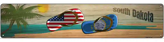 South Dakota Flag and US Flag Novelty Metal Street Sign