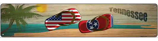 Tennessee Flag and US Flag Novelty Metal Street Sign