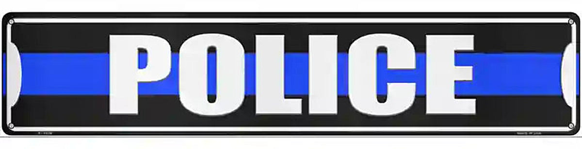 Police Blue Line Novelty Metal Street Sign