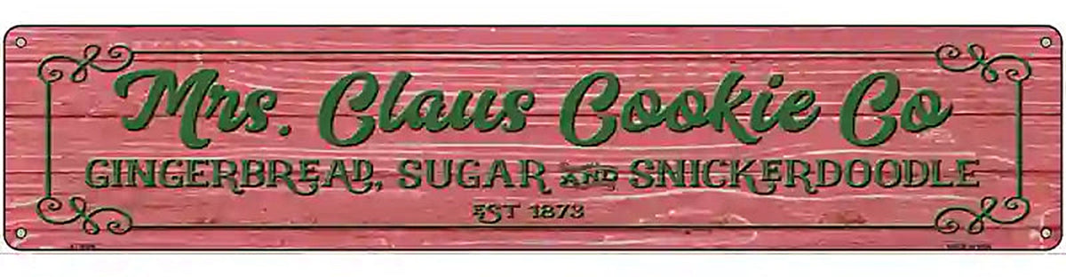 Mrs Claus Cookie Co Red Novelty Metal Street Sign