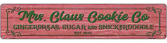 Mrs Claus Cookie Co Red Novelty Metal Street Sign