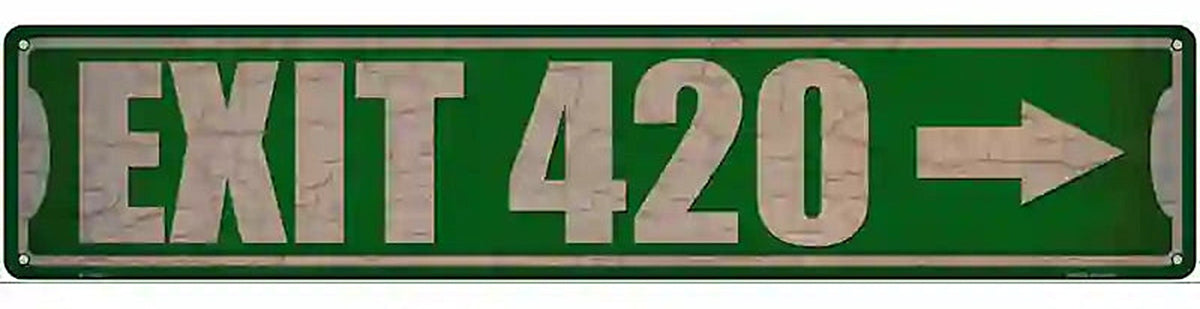 Exit 420 Right Novelty Metal Street Sign