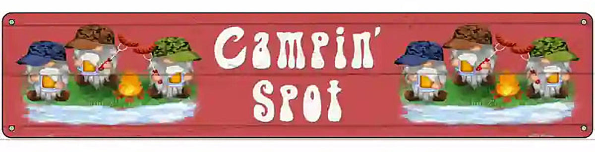 Camping Spot Six Camo Gnomes Novelty Metal Street Sign