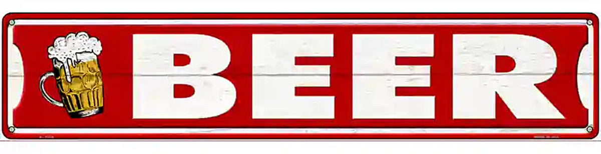 Beer Left On Red Novelty Metal Street Sign