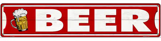 Beer Left On Red Novelty Metal Street Sign