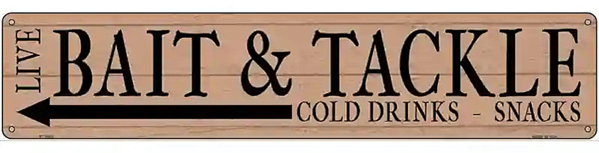 Live Bait Tackle Shop Left Novelty Metal Street Sign