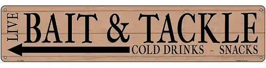 Live Bait Tackle Shop Left Novelty Metal Street Sign