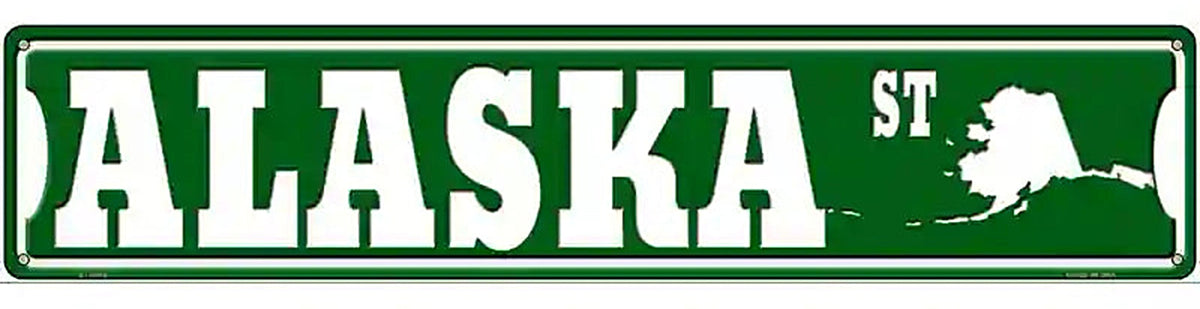Alaska St Silhouette Novelty Metal Street Sign