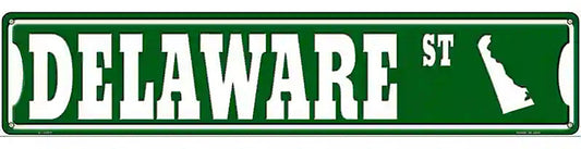 Delaware St Silhouette Novelty Metal Street Sign