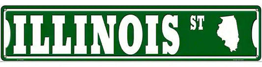 Illinois St Silhouette Novelty Metal Street Sign