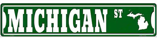 Michigan St Silhouette Novelty Metal Street Sign