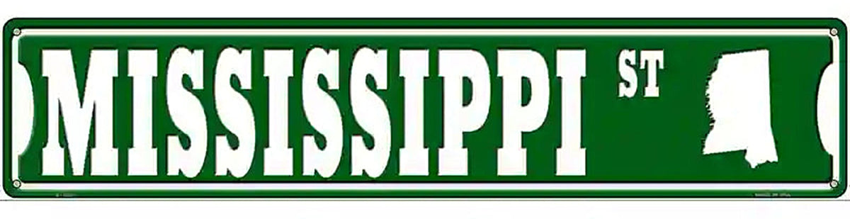 Mississippi St Silhouette Novelty Metal Street Sign