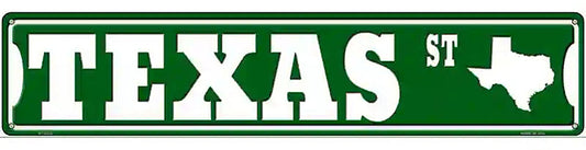 Texas St Silhouette Novelty Metal Street Sign