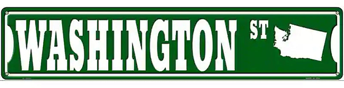 Washington St Silhouette Novelty Metal Street Sign