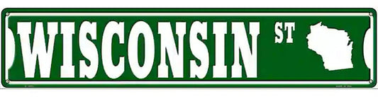 Wisconsin St Silhouette Novelty Metal Street Sign