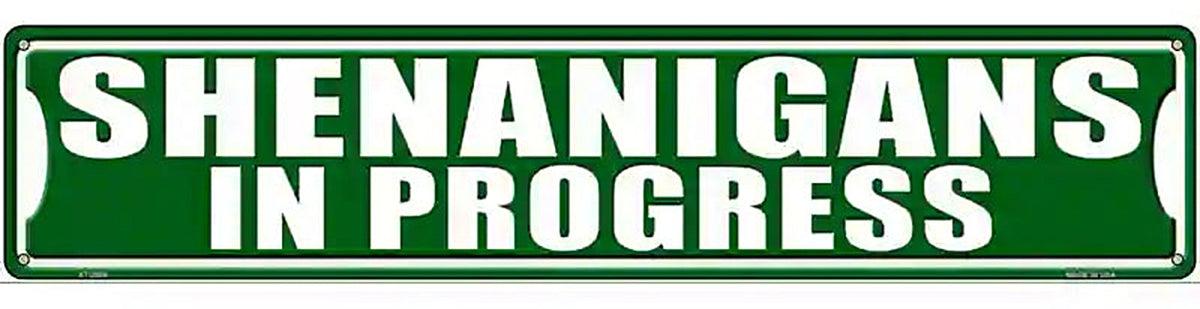 Shenanigans In Progress Novelty Metal Street Sign
